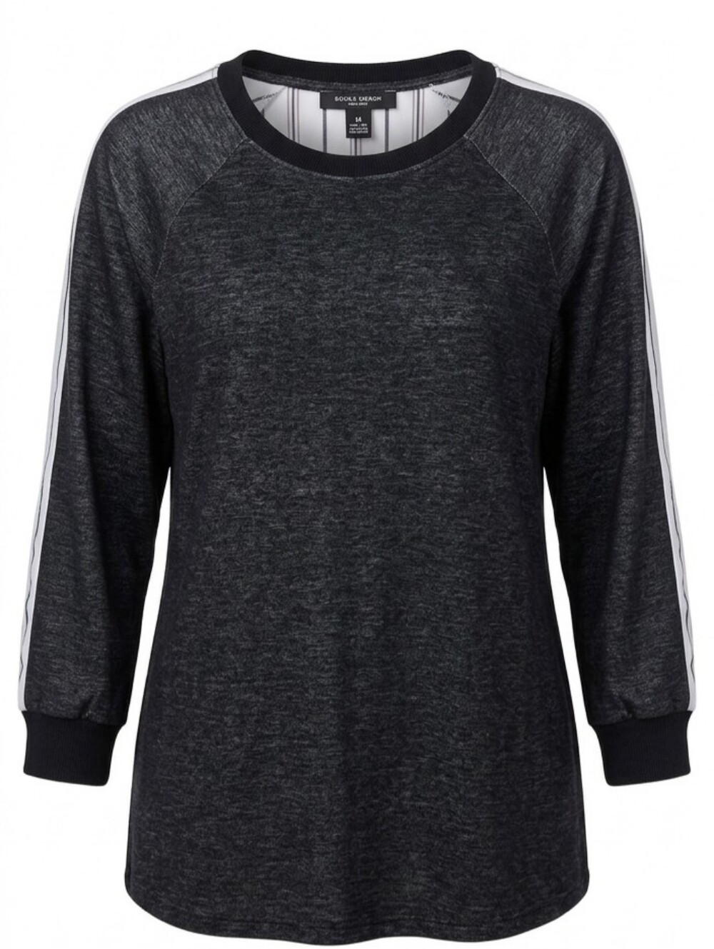 Tommy Hilfiger Fleece Pullover Medium Black White Preppy Coastal Chic Top
